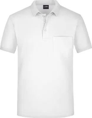 Zdjęcie produktu dla Klasyczna koszulka polo z kieszenią na piersi, biała, rozmiar XL