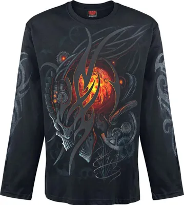 Produktbild von Spiral Langarmshirt Herren Steampunk Skull schwarz XXL