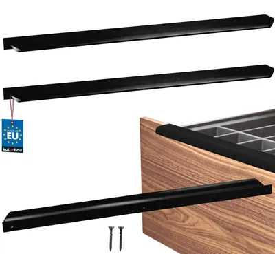 Obrázok produktu pre KOTARBAU® Sada 2 ks úchytiek na nábytok, úchytky na skrine, 436 mm, čierna matná, ZnAl, úchytky na zadné upevnenie, úchytky na hrany, úchytky na zásuvky, moderná kuchyňa