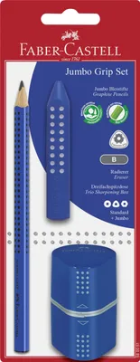 Image de FABER-CASTELL 580051 Coffret de crayons Jumbo GRIP 3 pcs. B bleu blister