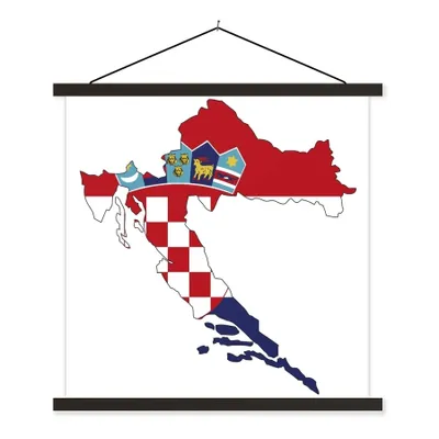 Produktbild von MuchoWow® Textilposter Die Flagge von Kroatien auf der Karte 40x40 cm mit schwarzem Rahmen - Fotos