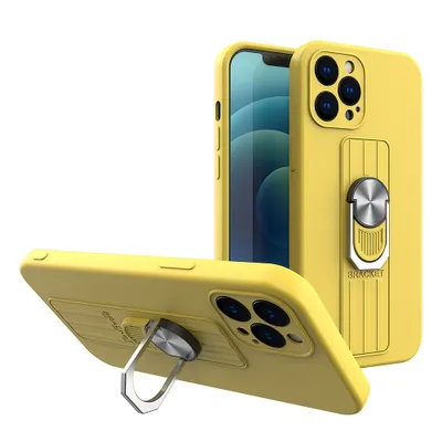 Zdjęcie produktu dla Silikonowe etui pierścieniowe HQWear do Apple iPhone 12 Pro Max, żółte
