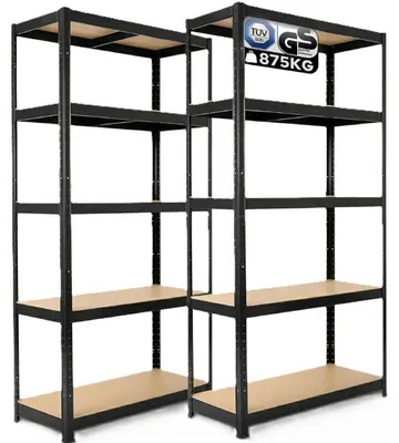 Produktbild von Set mit 2 Regalen für die Werkstatt, 180 x 90 x 40 cm, Tragkraft 875 kg, schwarz