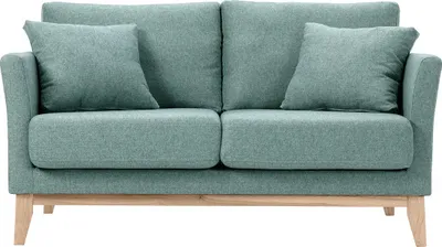 Produktbild von Miliboo - Skandinavisches Sofa aus graugrünem Stoff mit Samteffekt und hellem Holz 2-Sitzer OSLO