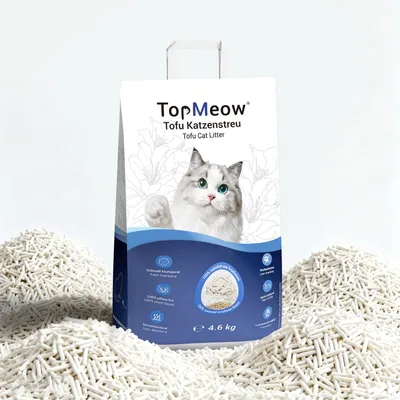 Produktbild von TOPMEOW Tofu Katzenstreu 1 x 10 Liter – 100% pflanzlich, extrem saugstark, 3S schnell klumpend, sanft zu Katzenpfoten & leicht zu reinigen