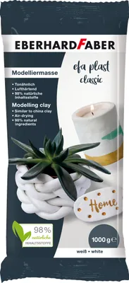 Produktbild von Eberhard Faber 570101 - Modelliermasse lufttrocknend weiß, 1 kg EFA Plast classic tonbasiert