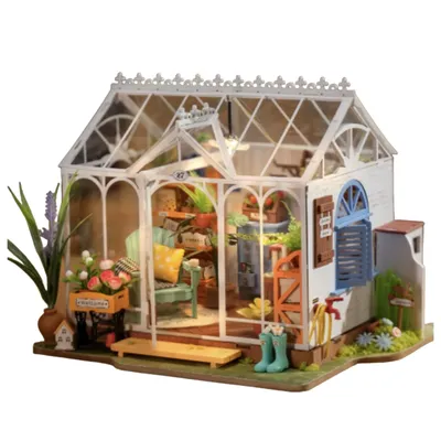Obrázok produktu pre DIY miniatúrny záhradný domček so skleníkom, 240 dielov, drevená remeselná súprava, dekorácia a kreatívny nápad na darček pre tínedžerov a dospelých