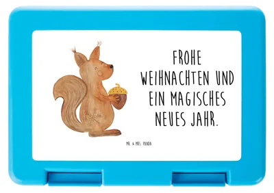 Produktbild von Mr. & Mrs. Panda Snackbox Eichhörnchen Weihnachtszeit - Weiß - Geschenk, Weihnachten, Weihnachtsgruß, Bento Box, Neujahr, Frohe, Frohes Neues Jahr, Lunchbox, Brotzeitbox
