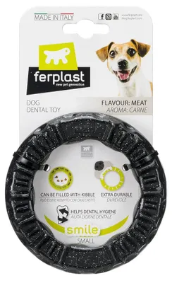 Image de FERPLAST Anneau de sourire S noir - Jouet pour chien