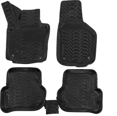 Produktbild von J&J AUTOMOTIVE | 3D Automatten Gummi Matten Gummifußmatten TPE Passend Für Skoda Yeti 2009-2017, Schwarz, Anti-Rutsch, Allwettermatten, Passgenaue, Hohes Rand