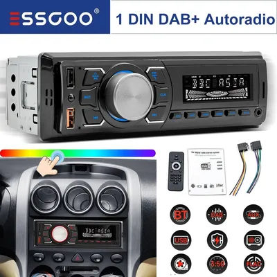 Produktbild von 1-DIN Autoradio MP3 Player DAB+ UKW AM Empfänger USB AUX Eingang Bluetooth 5 0 Freisprechanlage Fernbedienung 4x60 Watt mit DAB-Antenne SD-Speicherkarte