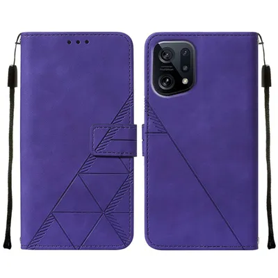 Produktbild von OPPO Find X5 Hülle, Schlank Prägung Flip Leder Kartenfächer Schutzhülle mit Ständer für OPPO Find X5 Lila