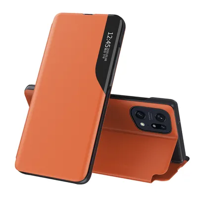 Obrázek produktu pro Flipové pouzdro pro OPPO Find X5,Polyuretankůže pouzdro s okénkem a funkcí stojánku Pomerančový