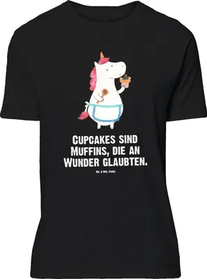 Produktbild von Mr. & Mrs. Panda Größe L T-Shirt Einhorn Küche - Schwarz - Geschenk, Unicorn, Shirt, mit Spruch, Muffin, Einhörner, Torte, Koch, Kuchen, Backen, Tshirt