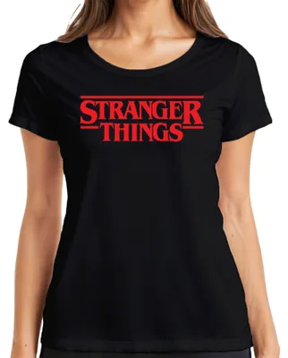 Obrázok produktu pre Stranger Fan Gift Hawkins Upside Down Retro 80s Series Fan dámske tričko, čierna, S