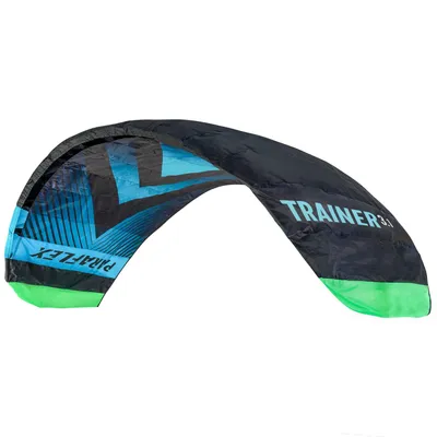 Obrázek produktu pro Wolkenstürmer Lenkmatte Paraflex Trainer 3.1 (černá-tyrkysová), dvoušňůrový kite – připravený k letu, včetně tréninkové tyče a příslušenství