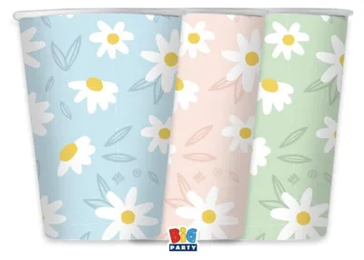 Pappbecher Mix Gänseblümchen 200 ml, 6 Stück