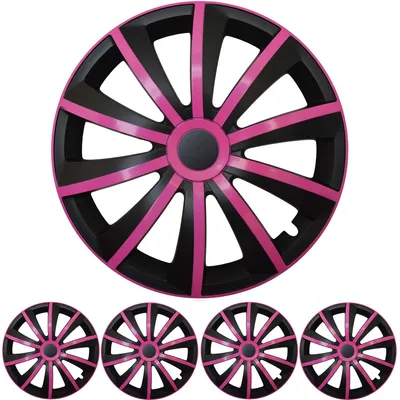 Radzierblenden Set "Gral" 16 ZOLL in Pink / Schwarz 4x PREMIUM DESIGN Radkappen in der Farbe Schwarz von F.H.U.P. OLSZEWSKI