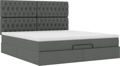 Produktbild von Ottoman-Bett mit Matratze Dunkelgrau 180x200 cm Stoff