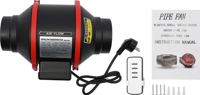 Produktbild von Rohrventilator - Inline Kanalventilator - 310 m³/h Luftstrom - Fernbedienung - 30 dB Leise - Leistungsstarker Abluftventilator - Hellgrau