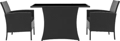 Produktbild von Möbilia Garten Sitzgruppe 3-tlg | 2 Sessel inkl. Sitzkissen, 1 Tisch | Polyrattan | schwarz | 10020012 | Serie GARTEN