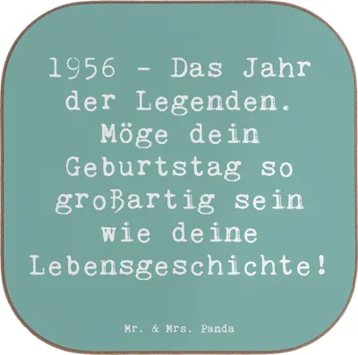 Produktbild von Mr. & Mrs. Panda Untersetzer für Gläser Spruch 1956 Geburtstag - Meeresbrise - Geschenk, Tasse, bieruntersetzer, Magie, Geburtstagsgeschenk, Meilenstein, Freunde, Liebe