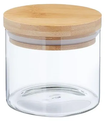 Productafbeelding van DRW Keukenpot van glas en natuurlijk hout, 450 ml, 10 x 10 x 10 cm
