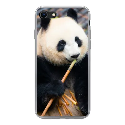 Produktbild von MuchoWow® Handyhülle Schutzhülle Hülle für iPhone SE 2020 Großer Panda - Bambus - Blätter Silikon Softcase Handy Hülle - Kartenbesitzer