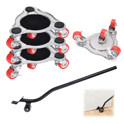 Produktbild von Schwere Möbelroller mit Bremsfunktion,Möbelheber Set Für Kühlschrank/Bett/Kleiderschrank,4er Set Möbelheber Tragkraft Gummiräder schonen Böden