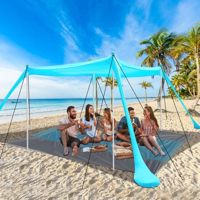 Imagen del producto de Toldo grande, resistente al agua, con protección UV, ideal para camping, pesca, fiestas en el jardín y picnics