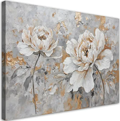 Image de Toile Fleur de rose Argent Or 60x40 Feeby Argent Image pour le mur prête à accrocher