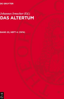 Produktbild von Das Altertum, Band 20, Heft 4, Das Altertum (1974)