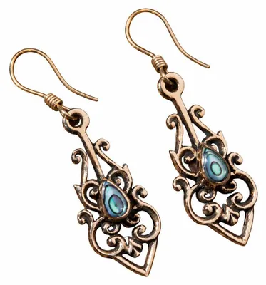 Produktbild von Bohemia Damen Ohrringe  NINIA  3.5 cm - Paua-Muschel - Seeopal - Ohrschmuck - Bronze