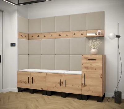 Produktbild von Flur-Garnitur RUMIE 9 – Eiche Artisan, beige Paneele