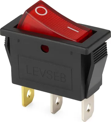 Produktbild von Wippenschalter, Geräteschalter 15A 250VAC, 30.5*13.5*22mm Wippe beleuchtet, Rot