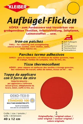 Zdjęcie produktu dla KLEIBER 33011 KLEIBER naszywki naprasowywane diagonalne, 400 x 120 mm, czerwone