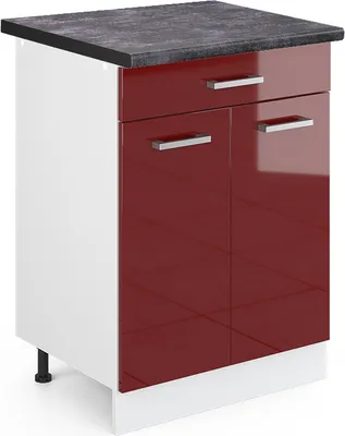Produktbild von Küchenunterschrank Vicco R-Line Rot Hochglanz 60 cm mit Schublade, AP Anthrazit, Model 46263