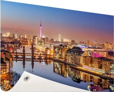 Produktbild von Gartenposter - 120x80 cm - Berlin-Panorama bei Dämmerung  - Modernes Wandbilder - Europäische Städte