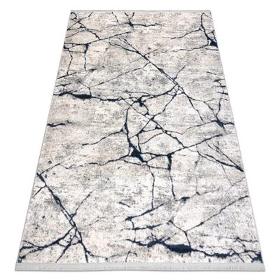 Image de Tapis moderne REBEC franges 51184A Marbre - deux niveaux de molleton crème / bleu foncé beige 80x150 cm