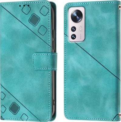Produktbild von Hülle für Xiaomi 12 Pro Prägung Flip Leder Brieftasche Schutzhülle mit Ständer Grün