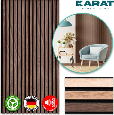Produktbild von Akustikpaneele in Holzoptik für angenehme Raumakustik 118 x 60 cm Black Walnut