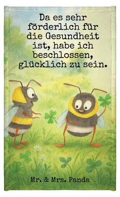 Produktbild von Mr. & Mrs. Panda Handtuch Hummeln Kleeblatt Design - Weiß - Geschenk, Spruch Fröhlich, Positiv, baumwolle, Hummel, Biene Deko, Lustige Sprüche, Klein, Gästetuch