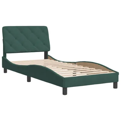Imagen del producto de Estructura de cama sin colchón terciopelo verde oscuro 90x190cm