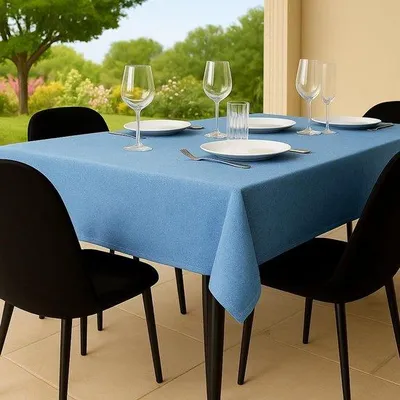 Obrázek produktu pro Uniqoos® Venkovní stůl – voděodolná a odolná vůči povětrnostním vlivům, neprůhledný polyester, 100 x 140 cm, modrá, snadno se udržuje, lze prát do 60 °C