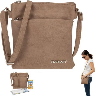 Produktbild von Handtasche Umhängetasche klein Damen Elephant City Bag Damentasche Umhänger Freizeittasche Crossbag 3180 Braun + Schlüsseletui