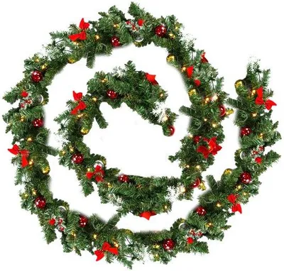 Produktbild von Deutsche Kerstguirlande 5 Meter mit LED-Beleuchtung, hochwertige Kerstdekoration mit 100 LED-Lichtern