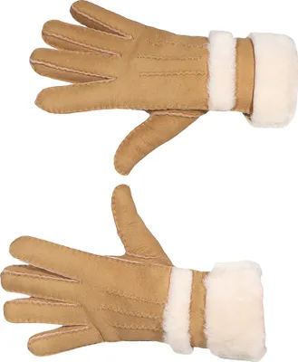 Produktbild von Damen Handschuh aus echtem Lammfell mit Pelz Besatz