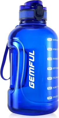 Obrázok produktu pre Fľaša na pitie s objemom 2 litre s časovým ukazovateľom, rukoväťou - bez BPA, nepriepustná - šport, joga, fitness, kancelária, na cesty