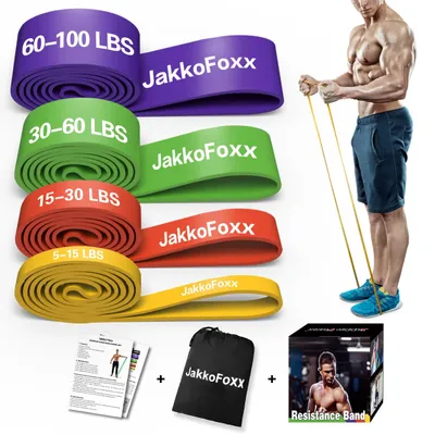 Obrázok produktu pre Sada 4 fitnesspásikov, odporové gumy na posilňovanie svalov a fyzioterapiu
