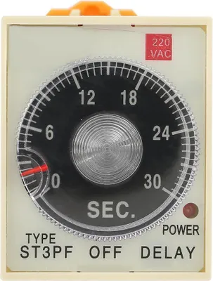 Produktbild von ST3PF Power-Off Zeitrelais 0-30s – Verzögerungsrelais mit Drehknopf und Befestigungsbasis, AC 220V